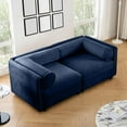 thumbnail image 1 of 75.5'' Deep Seat Chenille L Shape Storage Seat with Ottoman,Cylindrical Backrest & Armrest Design Sectional Couches for Living Room, Office, Apartment - Blue, 1 of 7