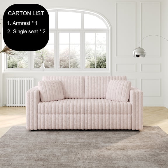 75.6" Soft Modular 2-Seat Sofa in Light Pink - Plush Microfiber Upholstery, Solid Wood Frame, Free Combination Design for Living Room & Bedroom