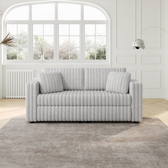 Modern and Comfortable 75.6" Soft Modular Sofa in Light Gray with Solid Wood Frame