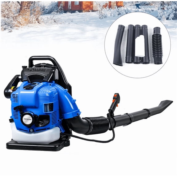 75.6CC 3.5HP 2 Stroke Backpack Gas Powered Leaf Blower, High Strength Snow Blower, Grass Lawn Blower Air Cooling Gasoline Backpack Grass Blower with Single-Cylinder Air-Cooled for Gutter,Garden,Yard