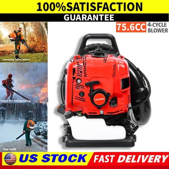 75.6CC 4-Stroke Gas Leaf Blower Backpack, 900 CFM Air Volume 210 MPH Wind Speed, 3.7KW/5HP Low Emission Engine, Tube-Mounted Throttle with Cruise Control