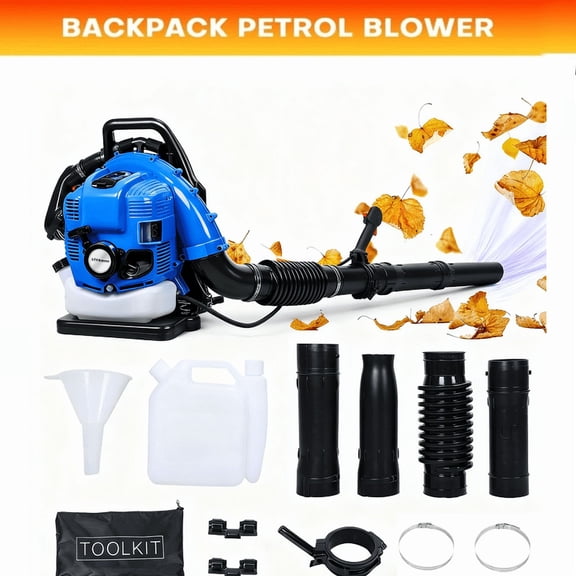 Backpack Gas Powered Leaf Blower, 75.6CC 900 CFM 3.5 HP 4-Stroke Grass Lawn Blower Air Cooling Gasoline Backpack Grass Blower with Air-Cooled, Snow Blower for Outdoor
