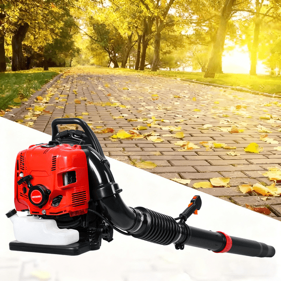 75.6CC Backpack Gas Leaf Blower, 4 Stroke Gas Powered Backpack Blower with Fuel Tank, 900 CFM Air Volume 210 MPH Speed, Ideal for Lawn Care