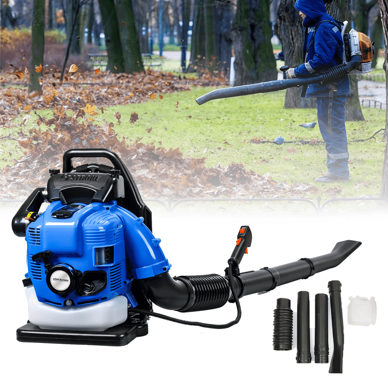 75.6CC Backpack Gas Powered Leaf Blower, Commercial 900 CFM 3.5 HP 4 Cycle Powerful Lightweight Gasoline Grass Lawn Blower with Harness Air-Cooled & Fuel Tank for Yard Lawn Care, Snow Removal