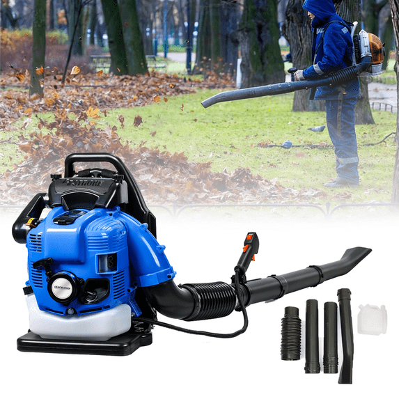 75.6CC Backpack Gas Powered Leaf Blower, Commercial 900 CFM 3.5 HP 4 Cycle Powerful Lightweight Gasoline Grass Lawn Blower with Harness Air-Cooled & Fuel Tank for Yard Lawn Care, Snow Removal