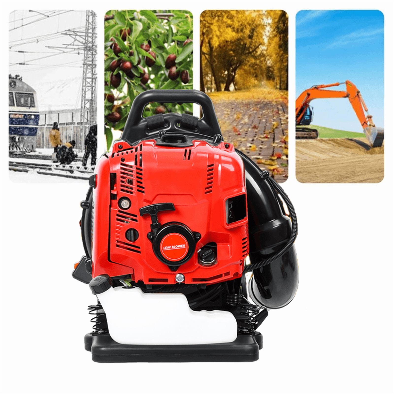 75.6CC Gas Leaf Blower, 4 Cycle Backpack Leaf Blower, Up to 900CFM and 210MPH , Variable Speed & Cruise Control, Powerful Blowing Force