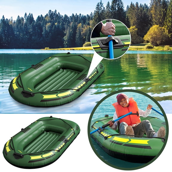 75.6x44.5in Double Person Inflatable PVC Kayak, Independent Air Chamber Safe Design, Easy Inflation Foldable Storage, Lightweight Drifting Fishing Boat For Lake Leisure Outdoor Water Activities