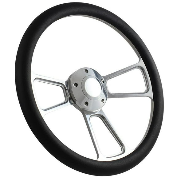 75-77 FORD Van -- Full-size Steering Wheel Kit 14" Polished Muscle Steering Wheel Black Half Wrap