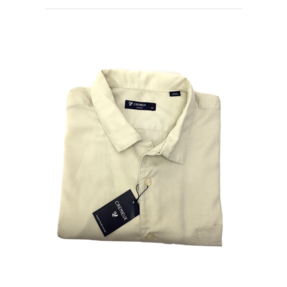 $75 CREMIEUX COLLECTION MEN'S SHORT SLEEVE SHIRT SOLID LYOCELL/LINEN BEIGE  XXL - Walmart.com