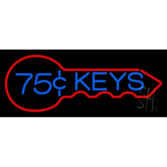 75 Cent Keys Logo 1 LED Neon Sign 13" Tall x 32" Wide - inches Black Square Cut Acrylic Backing, with Dimmer - Premium built indoor Sign for Storefront, Store interior, Exhibition, Decor.