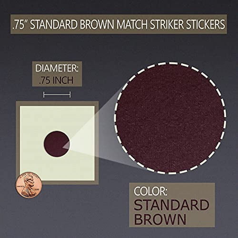 75" Circle Match Striker Stickers – 50 Pieces | Bumble/Dotted Pattern Match Strike Paper With Adhesive Pre-Cut In Circles For Easy Match Lighting | Also Available In Charcoal Or Brown & Many