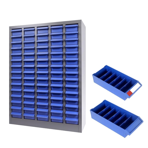 75-Compartment Drawer Parts Cabinet, Hardware Storage Rack, Blue Plastic Storage BoxesIdeal for organizing screws, bolts, and nuts in garages and workshops