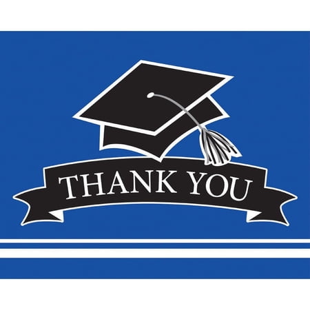 75 Count Bulk Pack Graduation School Spirit Blue Thank You Notes