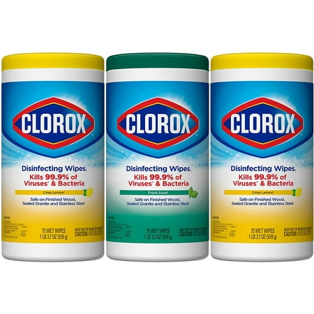 75-Count Crisp Lemon/Fresh Scent Disinfecting Wet Wipes (3-Pack)