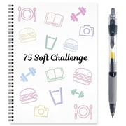 75-Day Soft Challenge Planner Notebook, 75 Easy Target Tracker Journal   Editable Spiral Organizer Notepad with Weekly & Monthly Calendar for Daily Work, Meal Planning & Reading Log