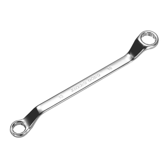 75 Degree Offset Box End Wrench 13mm x 16mm Metric 12 Point Mirror Chrome Plated Alloy Steel Double Box Wrenches Long Industrial Grade Torx Box Wrench Repair Tool