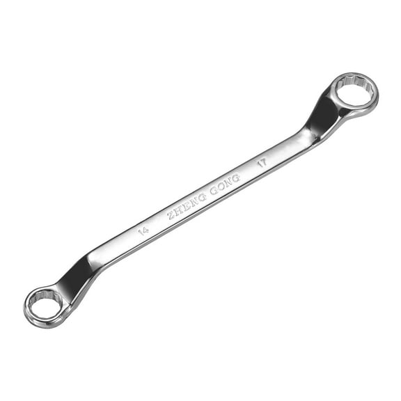 75 Degree Offset Box End Wrench 14mm x 17mm Metric 12 Point Mirror Chrome Plated Alloy Steel Double Box Wrenches Long Industrial Grade Torx Box Wrench Repair Tool