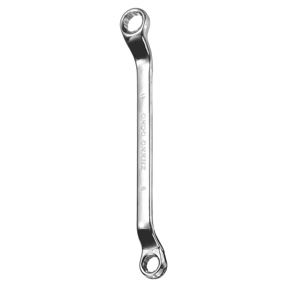 75 Degree Offset Box End Wrench 9mm x 11mm Metric 12 Point Mirror Chrome Plated Alloy Steel Double Box Wrenches Long Industrial Grade Torx Box Wrench Repair Tool