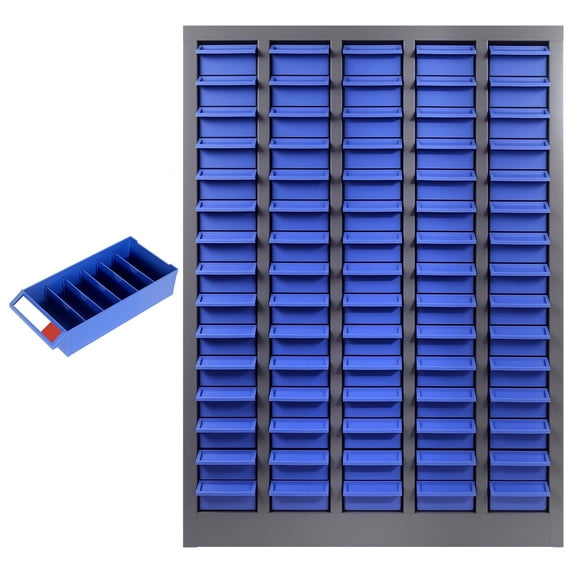 75 Drawer Parts Cabinet,75 Slot Parts Cabinet With 165 Lbs Capacity,ABS Plastic Drawers And Iron Frame With Labels,Tool Storage Cabinet For Garage Or Workshop,Blue