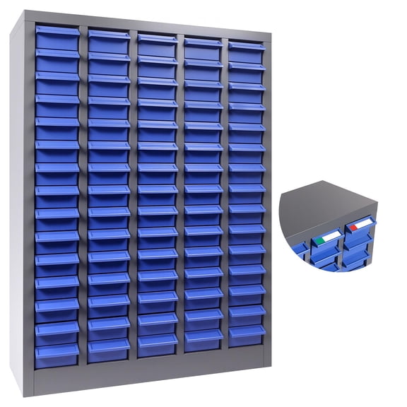 75-Drawer Parts Cabinet with Steel Frame and ABS Drawers, Hardware Organizer Cabinet for Nuts Bolts Screws, Metal Storage for Garage and Home Office