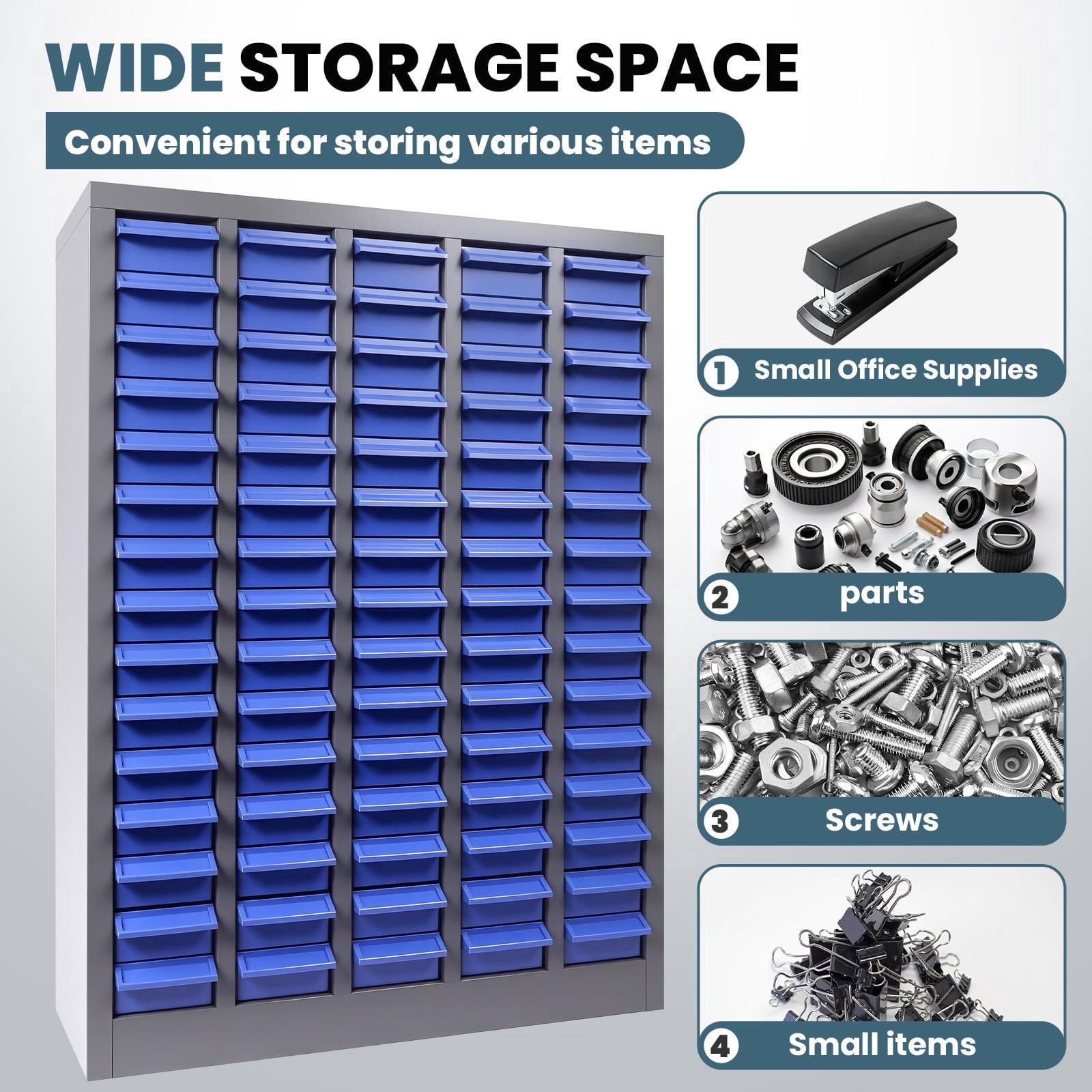 75 Drawers Bolt Bin Cabinet, Durable Steel Parts Organizer with ABS ...