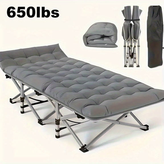 75" Extra Large Folding Bed - 750LB Capacity & Included Mattress. Heavy-Duty Portable for Camping, Guest & Garden Use.