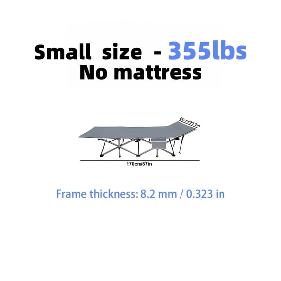 75" Extra Large Thickened Folding Bed with Mattress, 750LBS Load Capacity, Portable Foldable Guest Camping Cot for Adults, Ideal for Garden, Balcony & Outdoor Camping