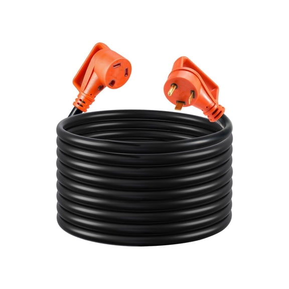 75 FT 30 Amp RV Extension Cord - 125V 2500W 10/3 STW Heavy Duty RV Power Cord with TT-30P/TT-30R, LED Indicator & 15A Adapter