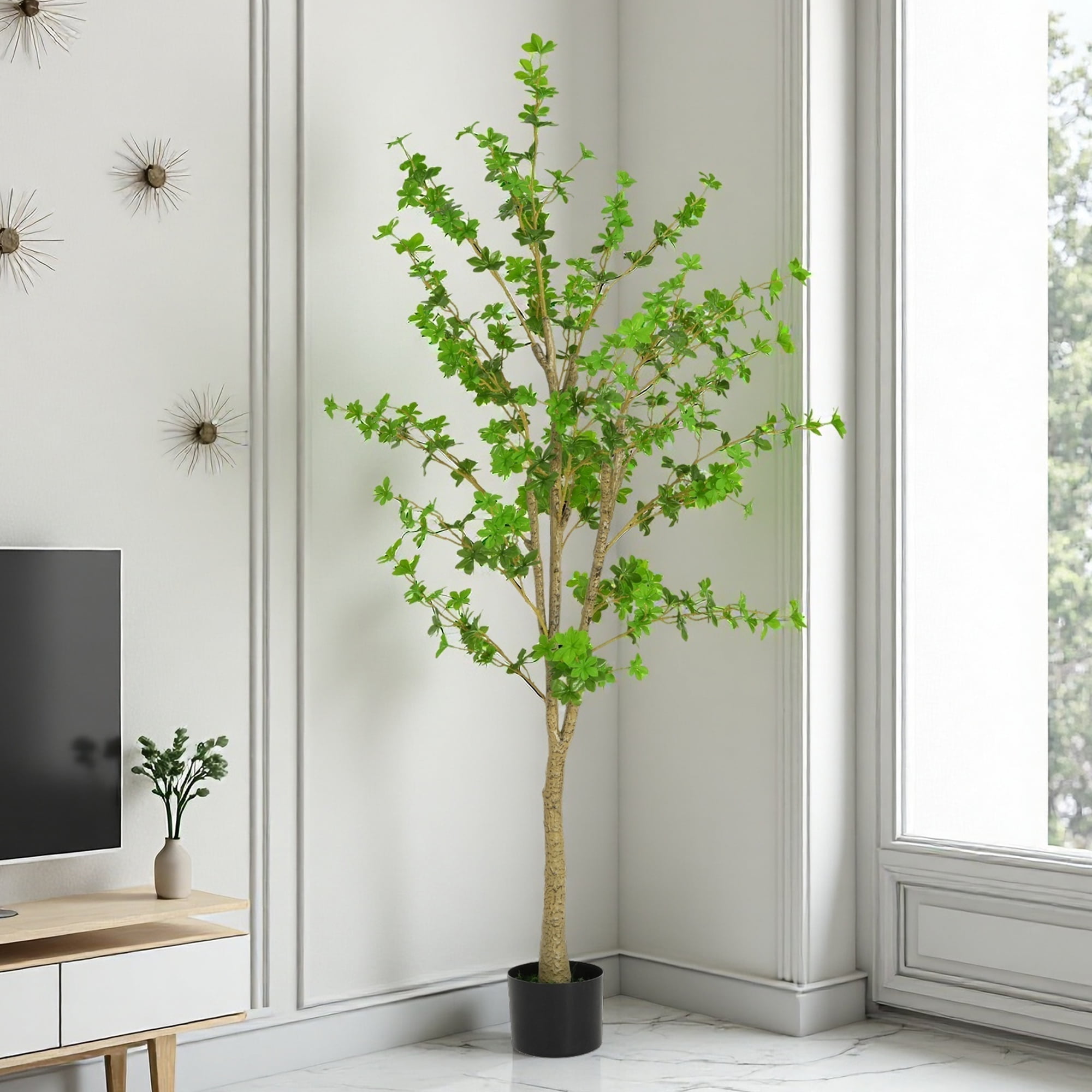 75" Faux Enkianthus Tree - UV Resistant Artificial Shrub with Thickened ...