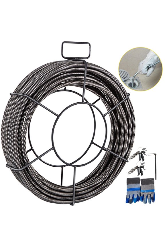 75 Feet 3 8 Inch Solid Core Drain Auger Snake Sewer Cable Pipe Cleaner