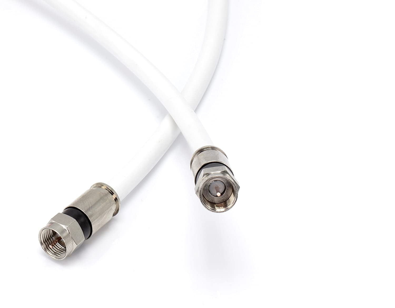 75' Feet, White RG6 Coaxial Cable (Coax Cable) with Weather Proof  Connectors, F81 / RF, Digital Coax - AV, Cable TV, Antenna, and Satellite,  CL2