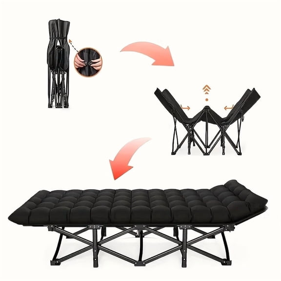 75" Foldable Outdoor Bed, Portable Camping Mattress for Adults, Double-Sided Thickened Pearl Pad, Travel Guest Bed with Carry Bag, Ideal for Stadiums, Ice Rinks & Outdoor Use.