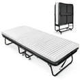75" Folding Bed with Mattress Memory Foam, Portable Roll Away Adult Bed