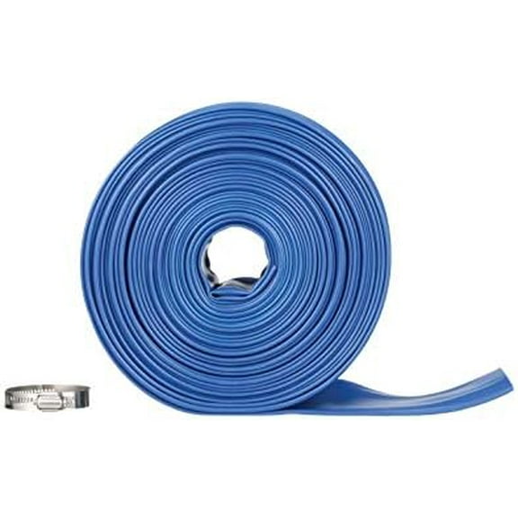 75-Foot Backwash Hose for Pool with Hose Clamp, 2" W x 75' L