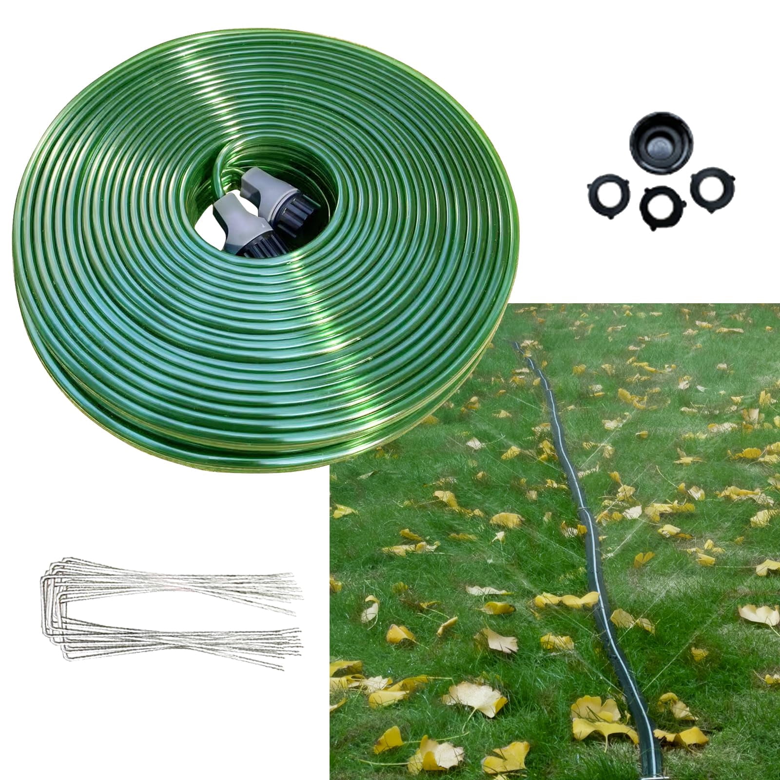 75 Ft Flat Sprinkler Hose For Lawn Watering Garden Soaker With Holes  Heavy Duty Lightweight No-kink Water Stakes Irrigation Great Fun And Dog