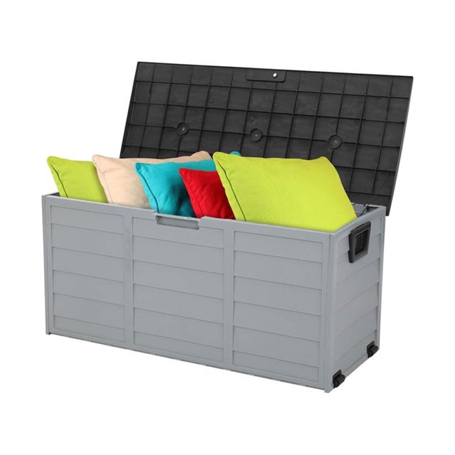 75 Gallon Deck Box, Plastic Storage Box Bench with Lockable Lid