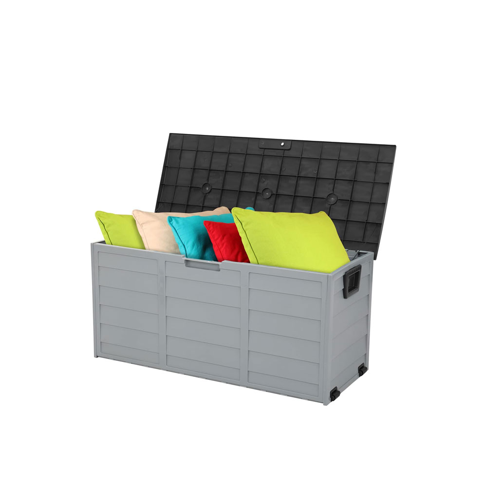 75 Gallon Deck Box, Plastic Storage Box Bench with Lockable Lid