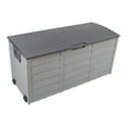 thumbnail image 1 of 75 Gallon Outdoor Garden Plastic Storage, Waterproof Storage Chest with Wheels, Deck Box Chest with Handle, Large Storage Cabinet for  Outside Furniture Cushions, Garden Tools, Grey, 1 of 9