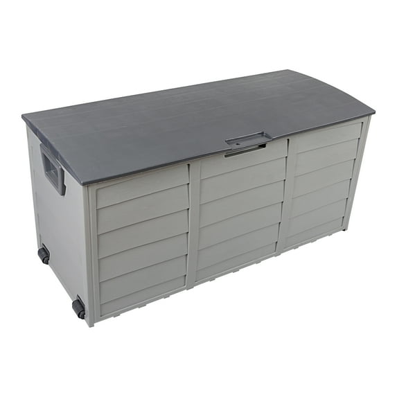 75 Gallon Outdoor Garden Plastic Storage, Waterproof Storage Chest with Wheels, Deck Box Chest with Handle, Large Storage Cabinet for Outside Furniture Cushions, Garden Tools, Grey
