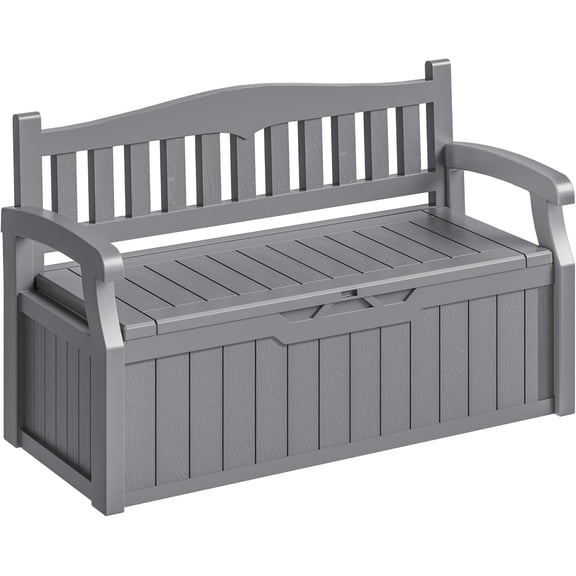 75 Gallon Outdoor Storage Benches Lockable Deck Box with Waterproof and UV Resistant, Waterproof Storage Box for Patio Furniture, Tools, Cushions (Grey)