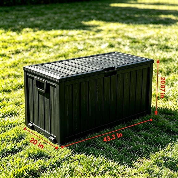 75 Gallon Outdoor Storage Box with Handles, Deck Box with Handles for Pool Accessories, Garden Tools, Camping Gear, Holiday Gift, Easy to Assemble, Box, Cabinet, Rack for Outdoor Storage, with Gloves