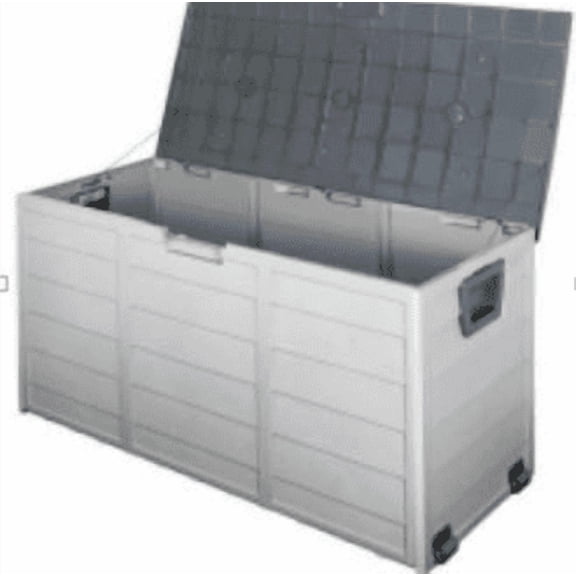 75 Gallon Outdoor Storage Deck Box Resin Garden Patio Organizer Waterproof Storage Bin with Wheels