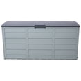 thumbnail image 1 of 75 Gallon Resin Deck Box, All Weather UV Pool Deck Box, Storage Shed with Wheel for Backyard/Patio/Outdoor, Storage Bin for Patio/Furniture Outdoor/Cushions/Garden Tools/Pool Toys, Grey, 1 of 9