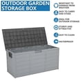 thumbnail image 1 of 75-Gallon Solid Black Plastic Yard Storage Bin with Two Wheels, 110 lbs Heavy-Duty Outdoor Deck Box for Garden, Tools, Cushions, or Toys, 1 of 9
