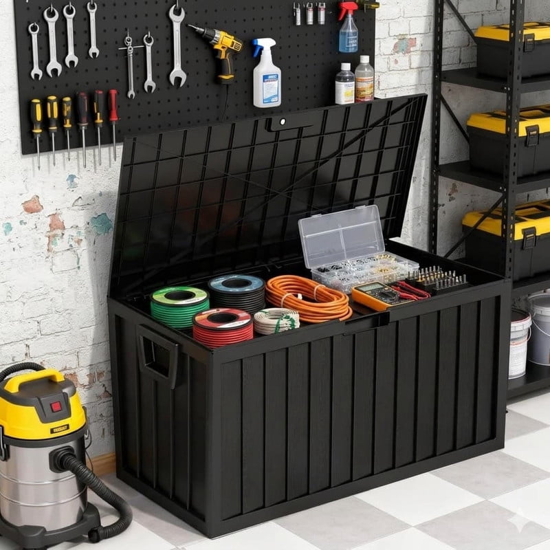 75 Gallon Waterproof Outdoor Storage Box, Lockable Deck Box Bench, 350lb Capacity