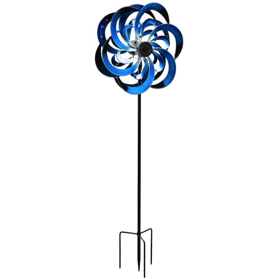 Evergreen 75 H Solar Wind Spinner, Blue Waves- Fade and Weather Resistant Outdoor Decor for Homes, Yards and Gardens