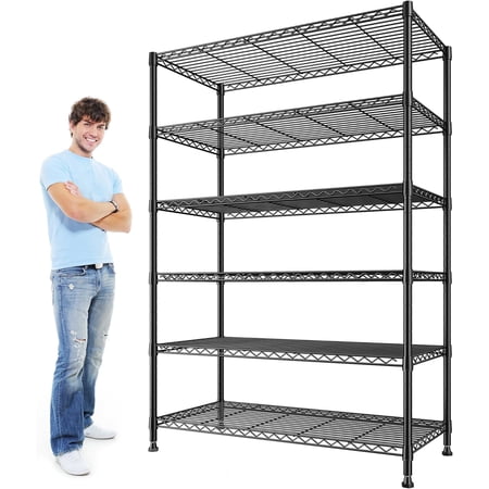 75''H Storage Shelves Metal Shelving Unit, 6 Tier Wire Shelving for Pantry Shelves Adjustable 1200LBS Garage Shelving Heavy Duty Storage Rack for Kitchen Garage, 35.4''W*75''H*15.7" D
