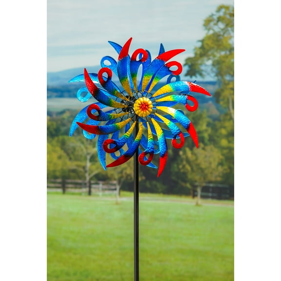 Evergreen 75"H Wind Spinner, Bold Expressions- Fade and Weather Resistant Outdoor Decor for Homes, Yards and Gardens