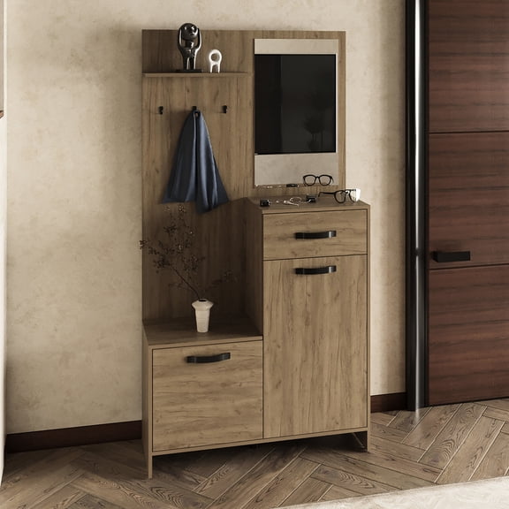 75" Hall Tree with Wall Anchor and Three Shelves / Safe and Ample Storage in Living Room