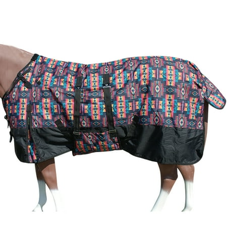 75 In Hilason 600D Winter Waterproof Horse Turnout Blanket Belly Wrap Black Aztec